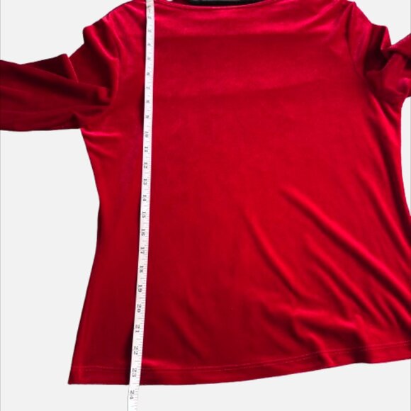 Jon Den Red Cowl Neck Long Sleeve Christmas Date Night Holiday Party Top(Size L) - Picture 4 of 9